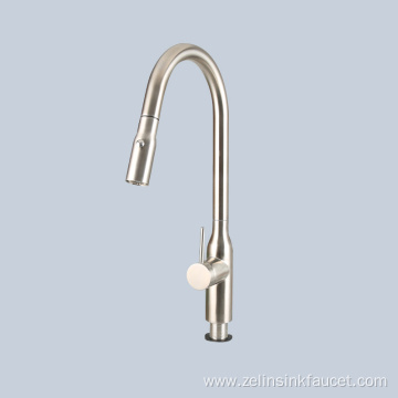 Stainless steel rotatable pull-out faucet shower head